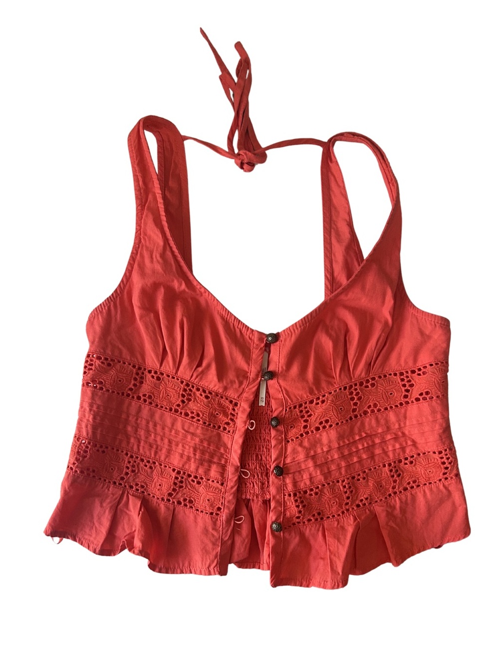 Free People | Coral Lace Blouse/Top